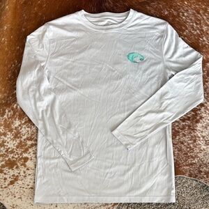 Costa Light Gray Long Sleeve Tee with Mint Logo Accent
